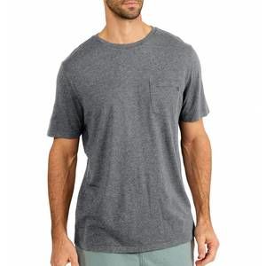 NEW FREE FLY men's bamboo heritage pocket tee top in light heather grey